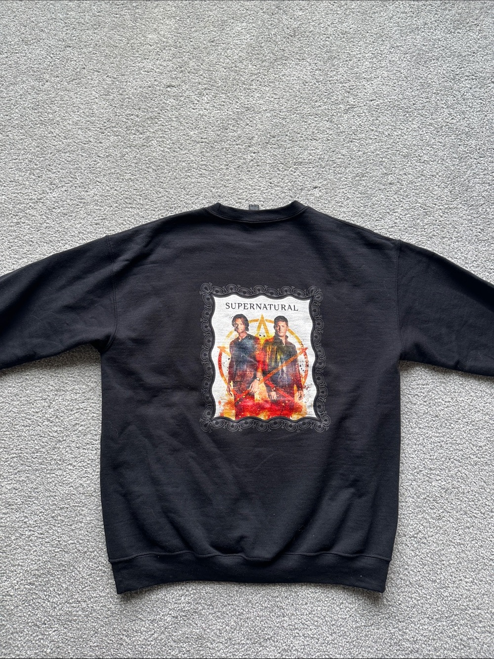 Black 'Supernatural' Graphic Crewneck Sweatshirt
